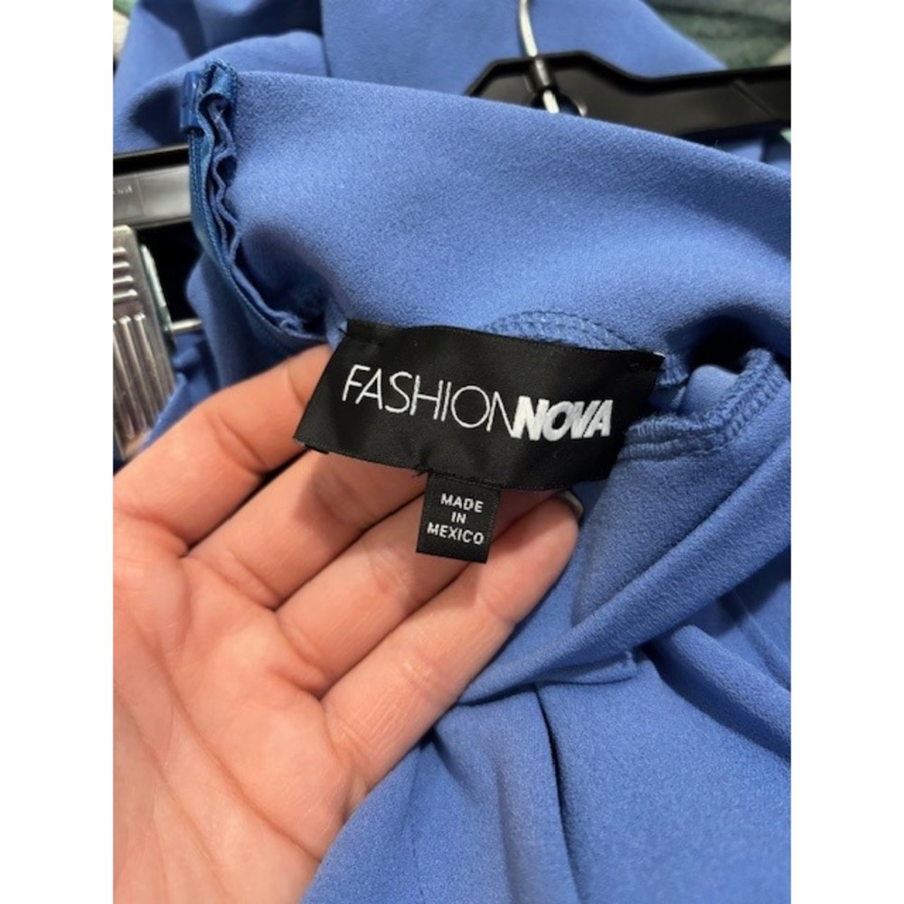 Fashion Nova Blue High Waist Wide Leg Dress Pants Trousers - Picture 3 of 4